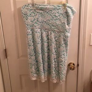 Mint Green/Blue Strapless Lace Dress